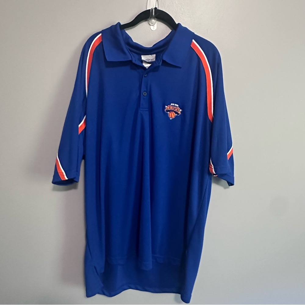 Reebok Men’s XL New York Knicks Polo Shirt Blue NBA Athletic Short Sleeve